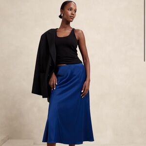 Banana Republic Midi Slip Skirt Lazuli Blue